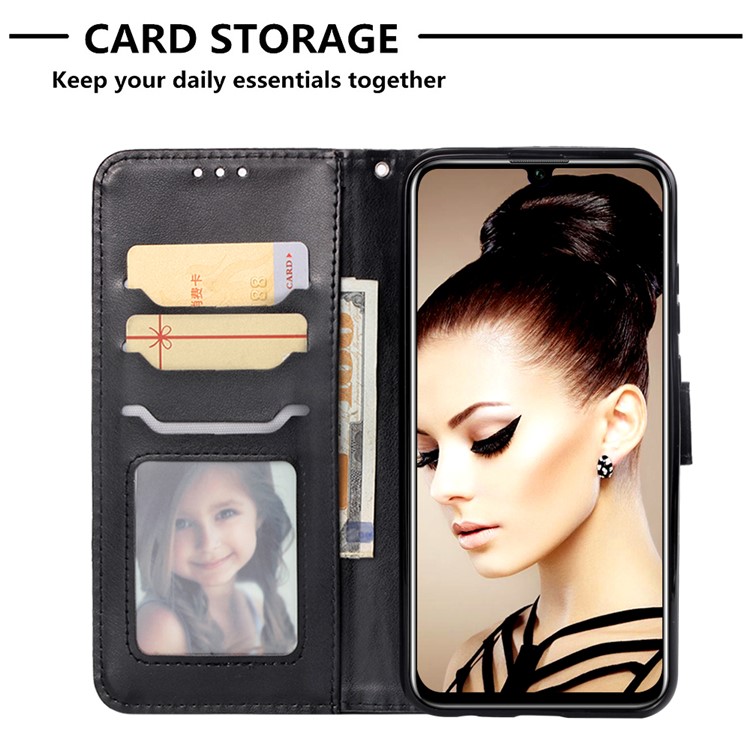 Imprinted Elephant Pattern Leather Wallet Case for Huawei P Smart (2019)/Honor 10 Lite - Black-6
