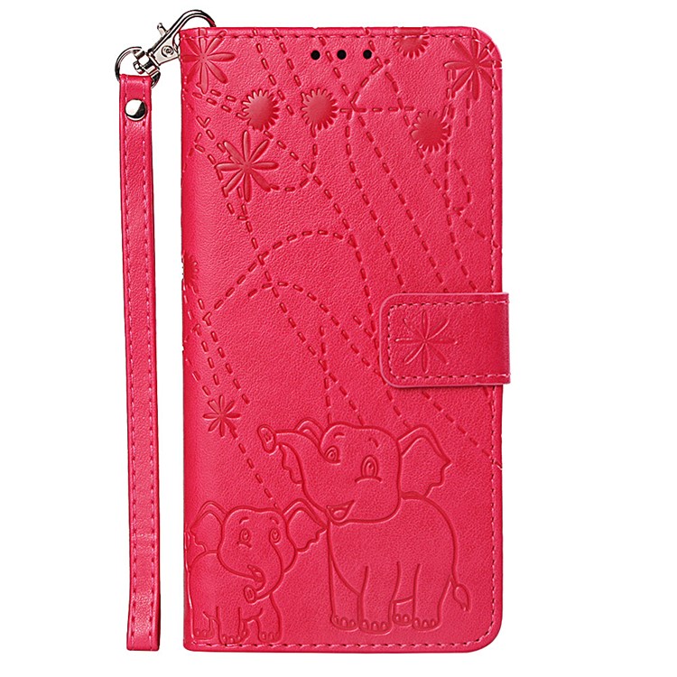 Imprinted Elephant Pattern Leather Wallet Case for Huawei P Smart (2019)/Honor 10 Lite - Red-2