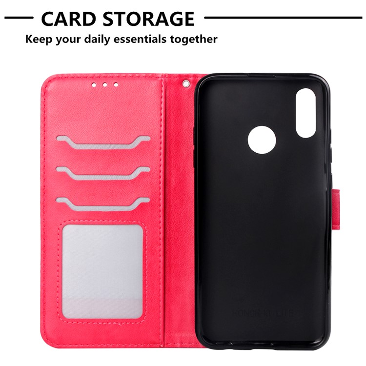 Imprinted Elephant Pattern Leather Wallet Case for Huawei P Smart (2019)/Honor 10 Lite - Red-7