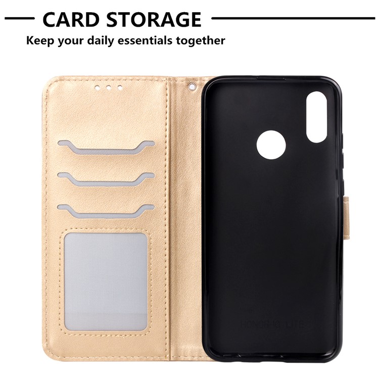 Imprinted Elephant Pattern Leather Wallet Case for Huawei P Smart (2019)/Honor 10 Lite - Gold-7