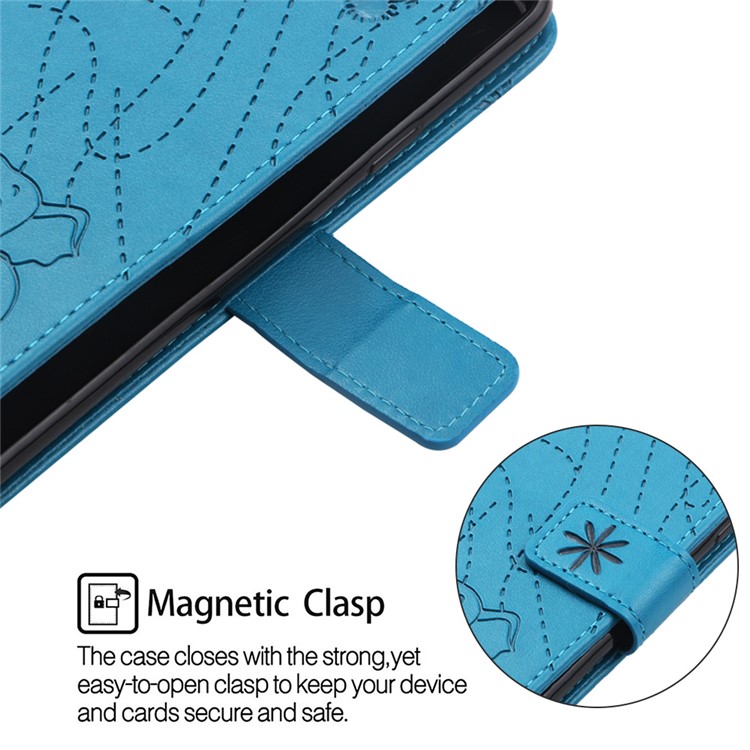 Imprinted Elephant Pattern Leather Wallet Case for Huawei P Smart (2019)/Honor 10 Lite - Blue-5