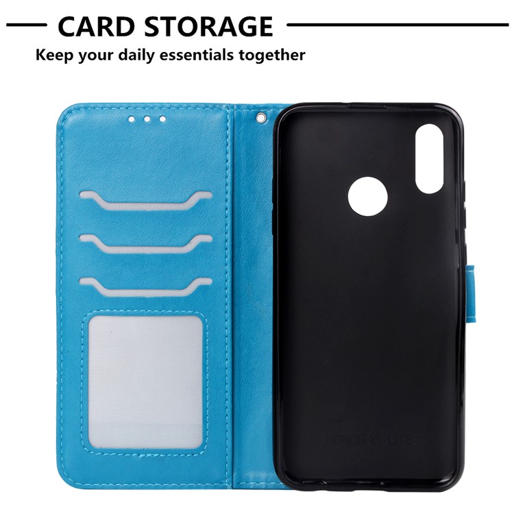 Imprinted Elephant Pattern Leather Wallet Case for Huawei P Smart (2019)/Honor 10 Lite - Blue-7