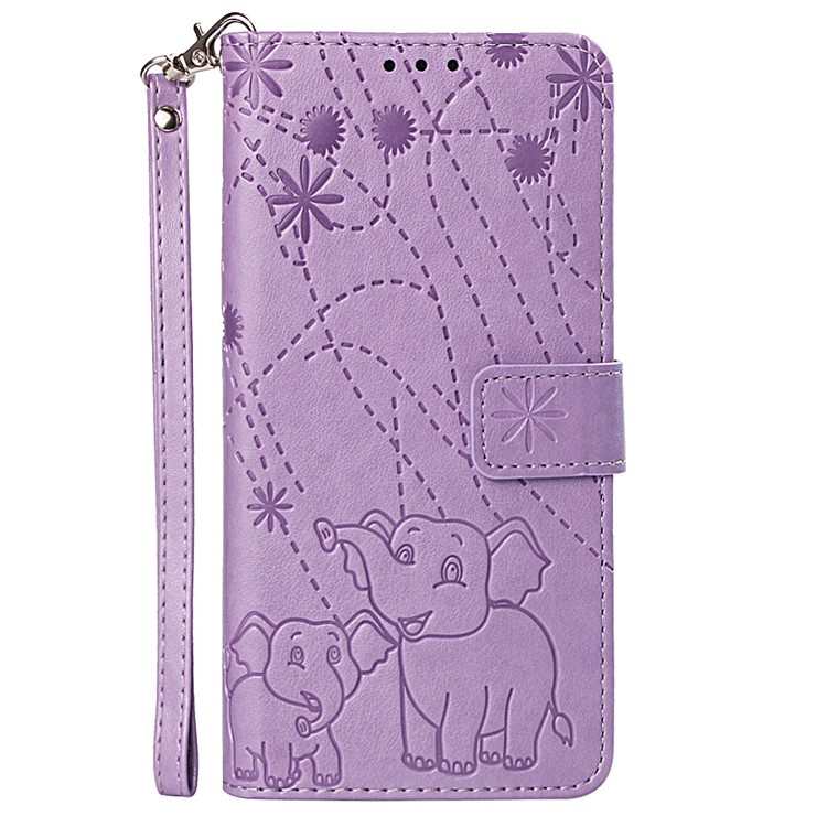 Imprinted Elephant Pattern Leather Wallet Case for Huawei P Smart (2019)/Honor 10 Lite - Purple-2