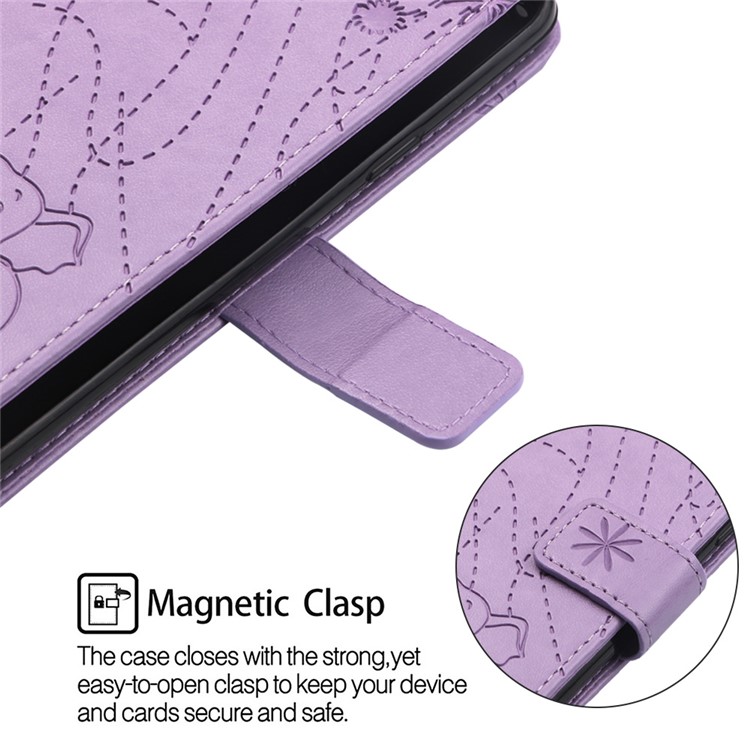 Imprinted Elephant Pattern Leather Wallet Case for Huawei P Smart (2019)/Honor 10 Lite - Purple-5