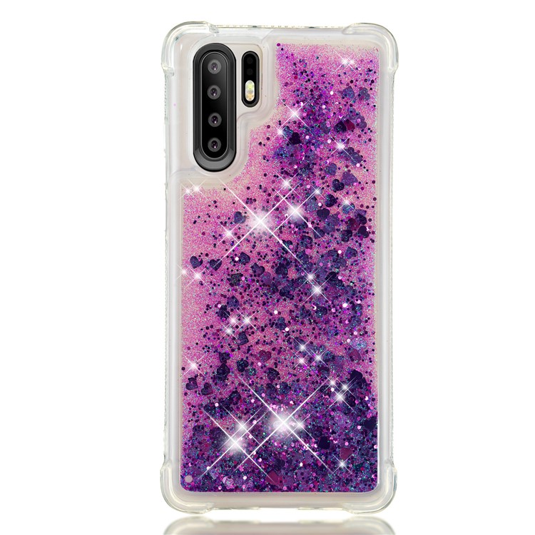 Dynamic Glitter Powder Heart Shaped Sequins TPU Shockproof Case for Huawei P30 Pro - Dark Purple-2