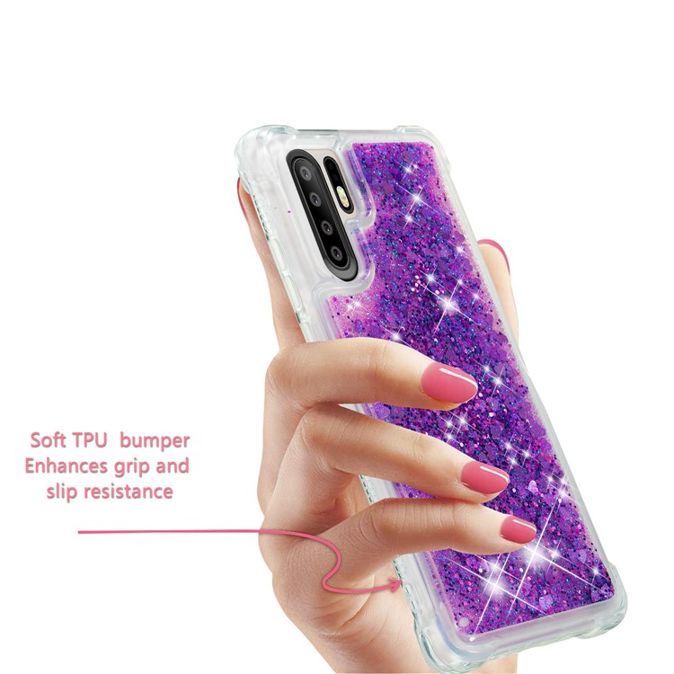 Dynamic Glitter Powder Heart Shaped Sequins TPU Shockproof Case for Huawei P30 Pro - Dark Purple-4