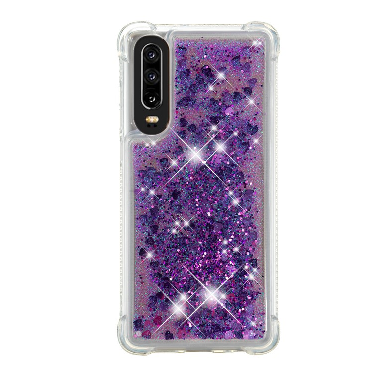 For Huawei P30 Protection Case Glitter Powder Quicksand Shockproof TPU Case - Dark Purple-2