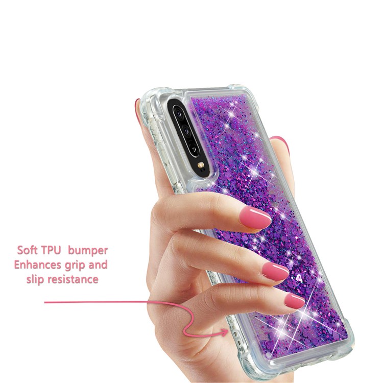 For Huawei P30 Protection Case Glitter Powder Quicksand Shockproof TPU Case - Dark Purple-5