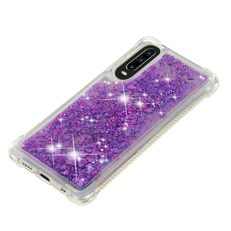 For Huawei P30 Protection Case Glitter Powder Quicksand Shockproof TPU Case - Dark Purple-6