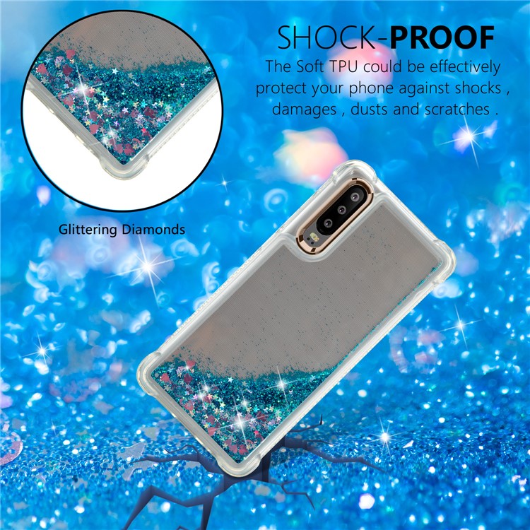 Mobile Phone Case for Huawei P30 Glitter Powder Quicksand Shockproof TPU Case - Dark Blue-4