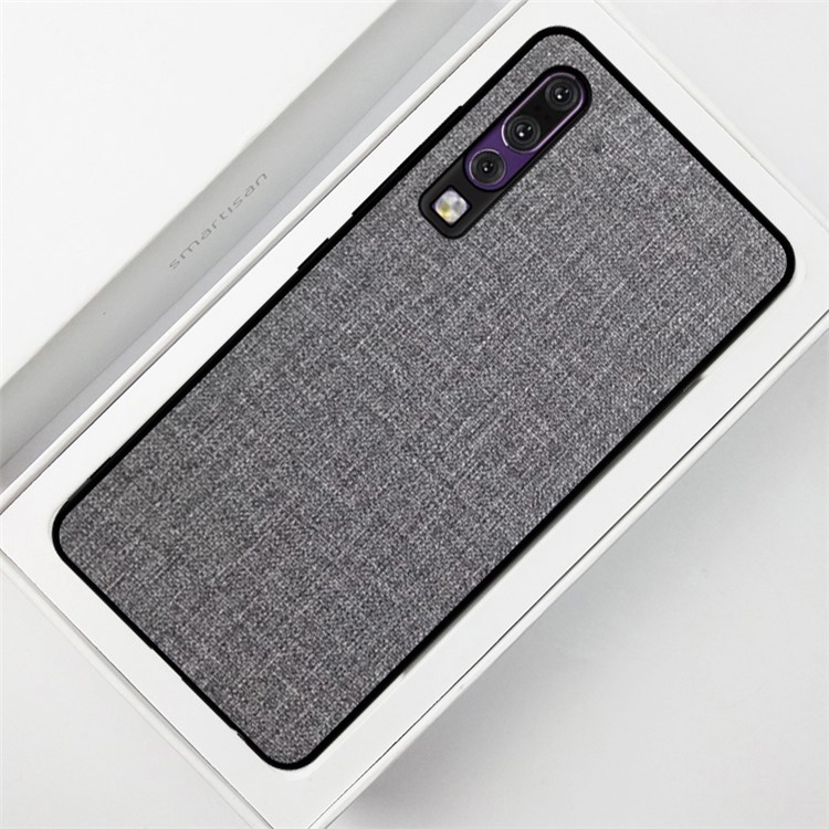 Non-slip Cloth Texture PC TPU Hybrid Phone Shell for Huawei P30 - Grey-6