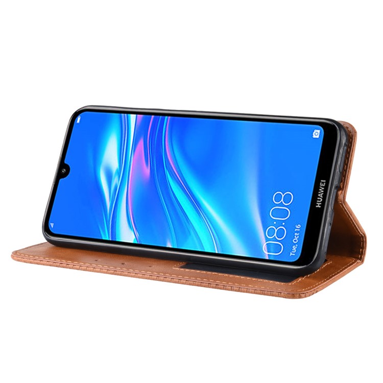 Vintage Style PU Leather Phone Shell for Huawei Y7 (2019) / Y7 Prime (2019) - Brown-10