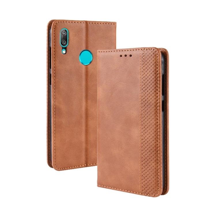 Vintage Style PU Leather Phone Shell for Huawei Y7 (2019) / Y7 Prime (2019) - Brown-2