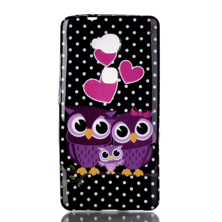 Pattern Printing TPU Phone Back Shell Cover for Huawei Huawei Honor Play 5X / Honor 5X - Intimate Owl Family-1