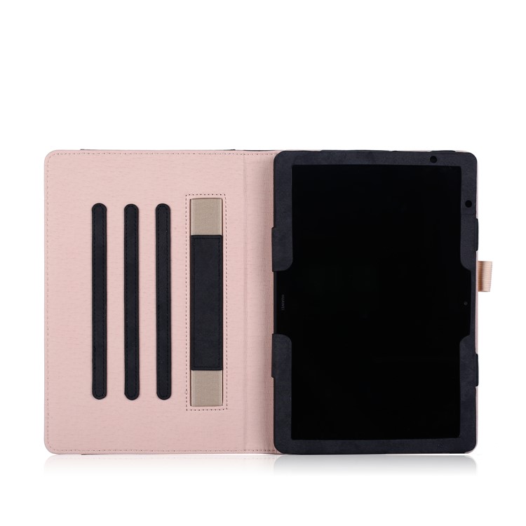 Front Pocket PU Leather Smart Cover with Stand for Huawei MediaPad T5 10/MediaPad M5 lite 10 - Black-3