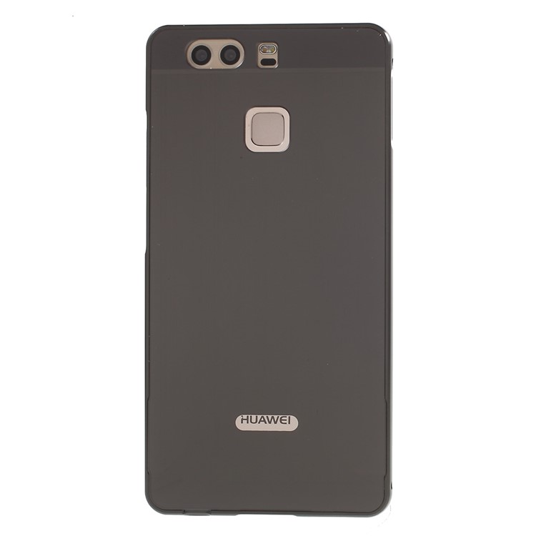 For Huawei P9 Slide-on Metal Bumper Brushed Acrylic Back Case - Black-2