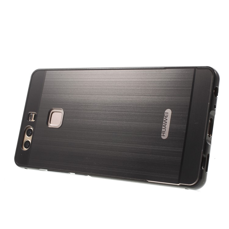 For Huawei P9 Slide-on Metal Bumper Brushed Acrylic Back Case - Black-3