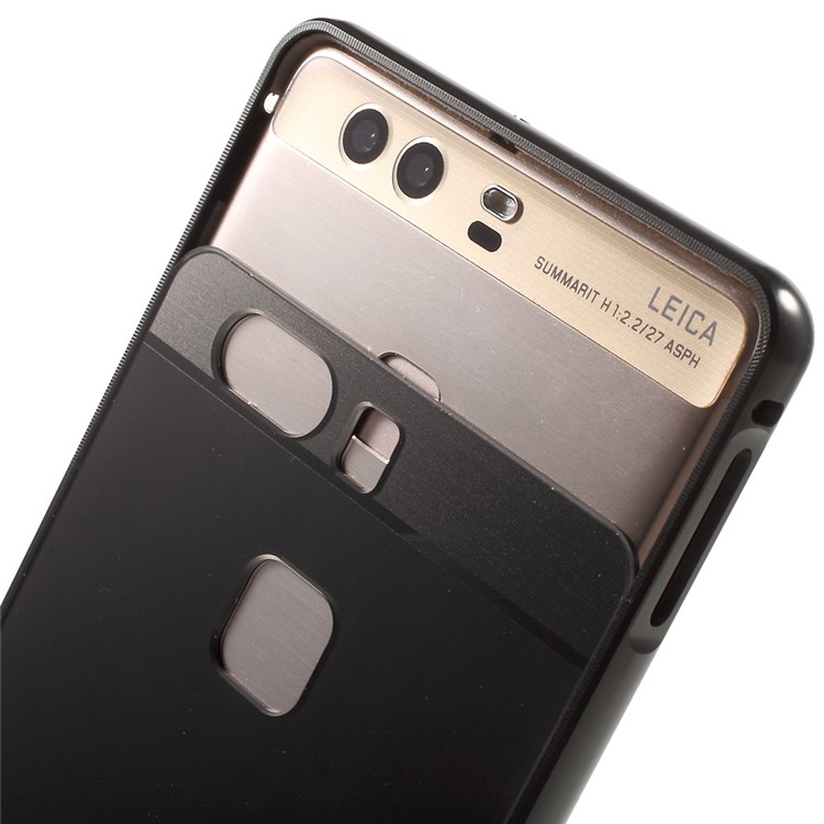 For Huawei P9 Slide-on Metal Bumper Brushed Acrylic Back Case - Black-8