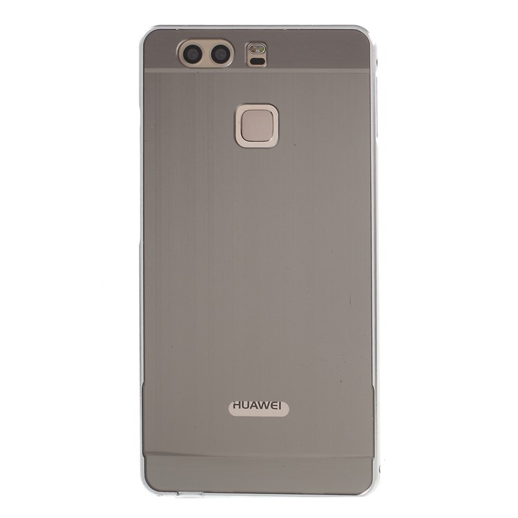 For Huawei P9 Slide-on Metal Bumper Brushed Acrylic Back Cover - Silver-2