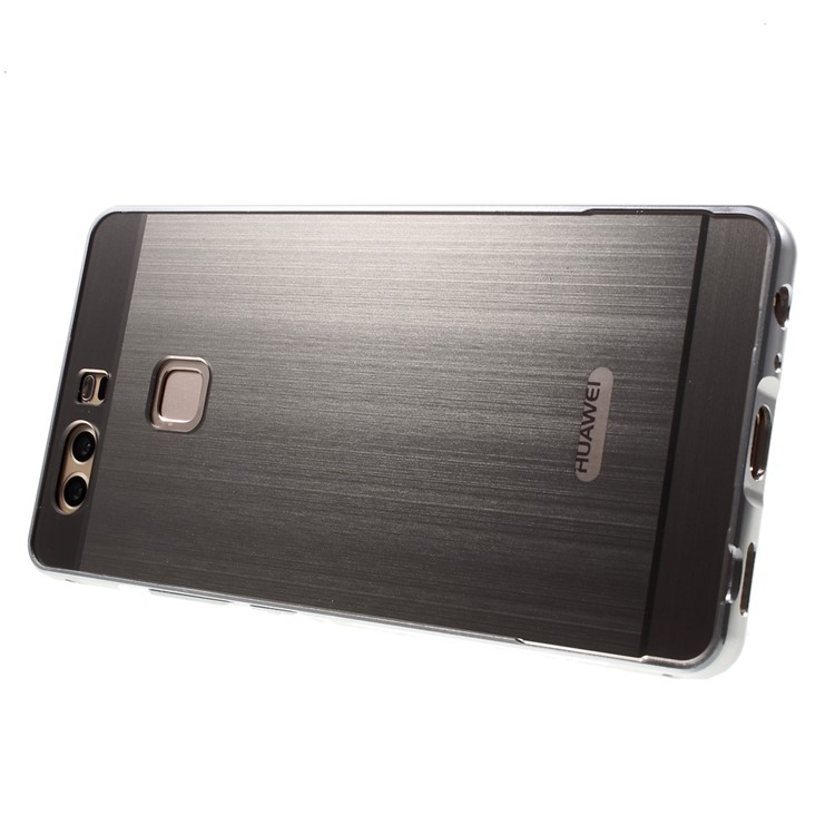 For Huawei P9 Slide-on Metal Bumper Brushed Acrylic Back Cover - Silver-3
