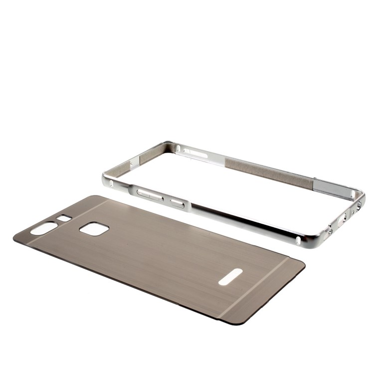 For Huawei P9 Slide-on Metal Bumper Brushed Acrylic Back Cover - Silver-4