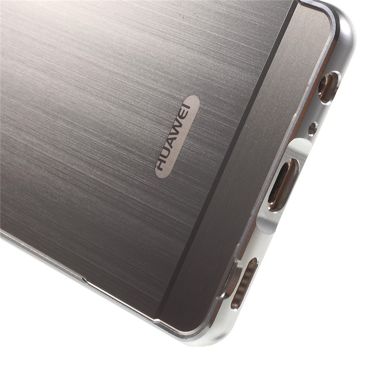 For Huawei P9 Slide-on Metal Bumper Brushed Acrylic Back Cover - Silver-5