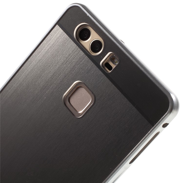 For Huawei P9 Slide-on Metal Bumper Brushed Acrylic Back Cover - Silver-6