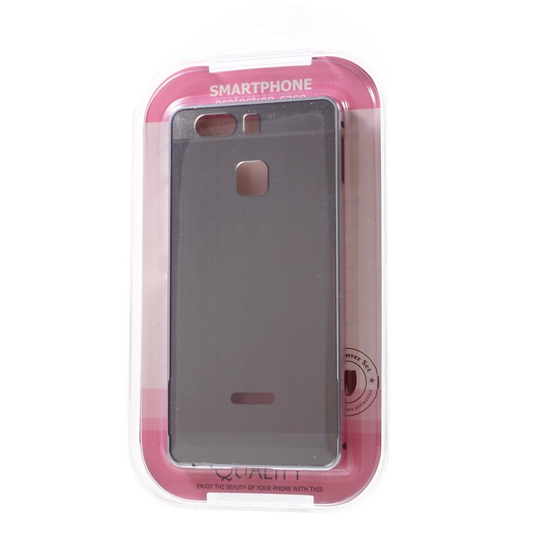 For Huawei P9 Slide-on Metal Bumper Brushed Acrylic Back Cover - Silver-8