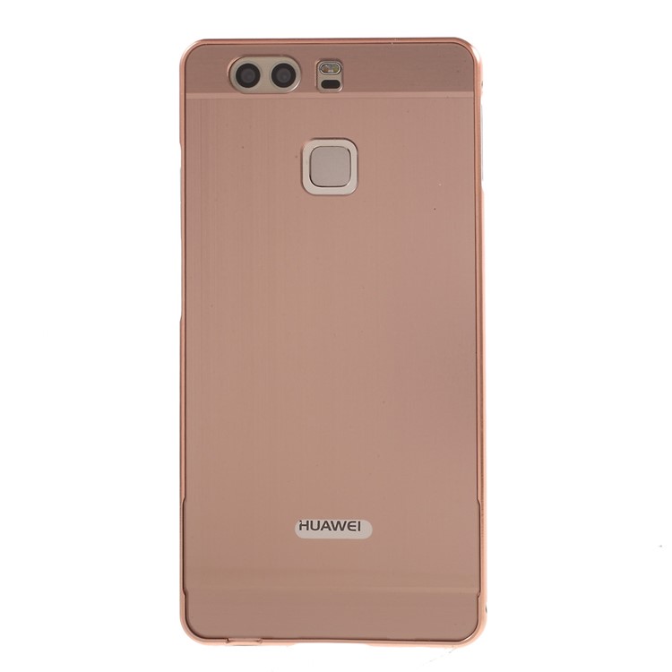 For Huawei P9 Slide-on Metal Bumper Brushed Acrylic Back Shell - Rose Gold-2