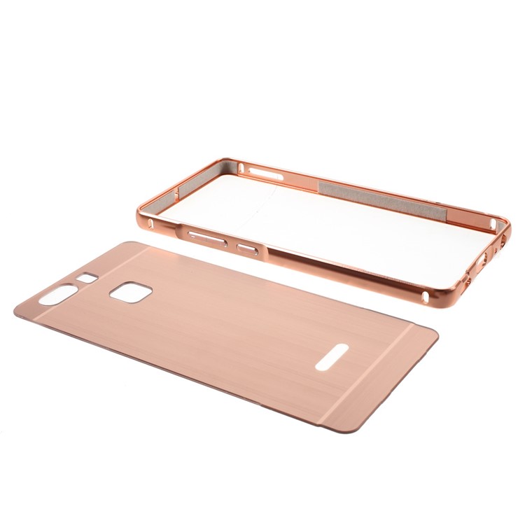 For Huawei P9 Slide-on Metal Bumper Brushed Acrylic Back Shell - Rose Gold-4