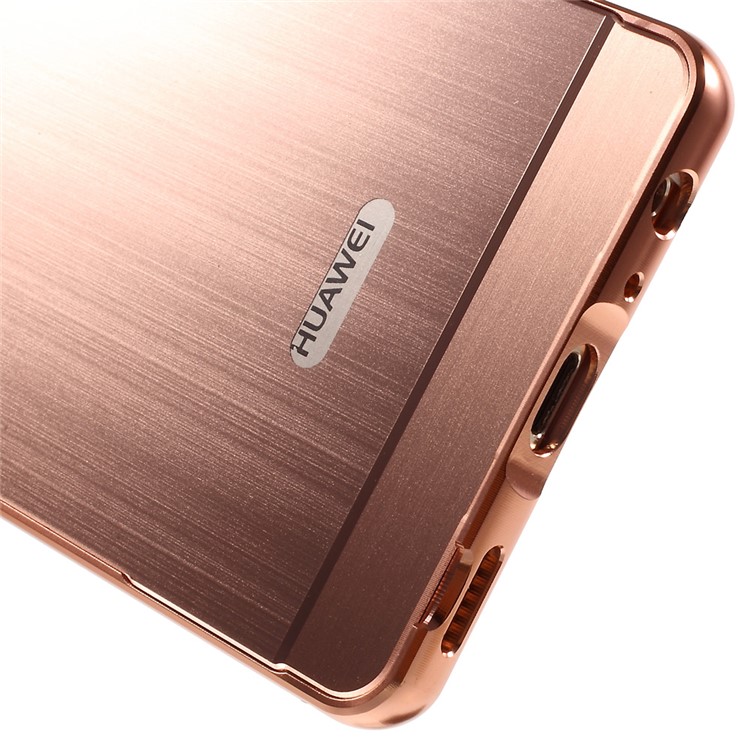 For Huawei P9 Slide-on Metal Bumper Brushed Acrylic Back Shell - Rose Gold-5