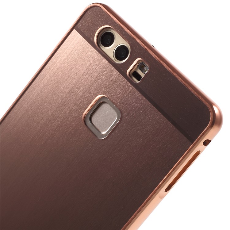 For Huawei P9 Slide-on Metal Bumper Brushed Acrylic Back Shell - Rose Gold-6