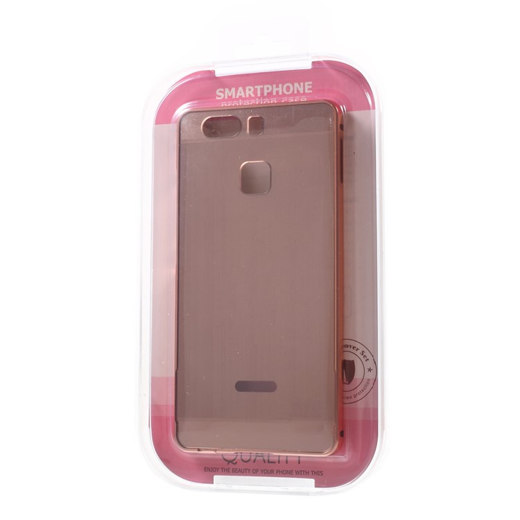 For Huawei P9 Slide-on Metal Bumper Brushed Acrylic Back Shell - Rose Gold-9