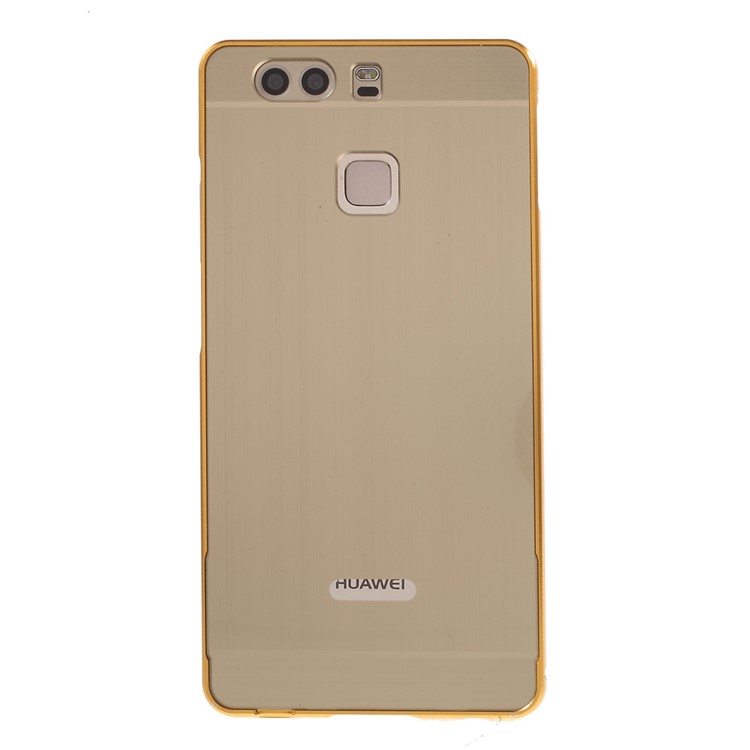 For Huawei P9 Slide-on Metal Bumper Acrylic Back Case Cover - Gold-2