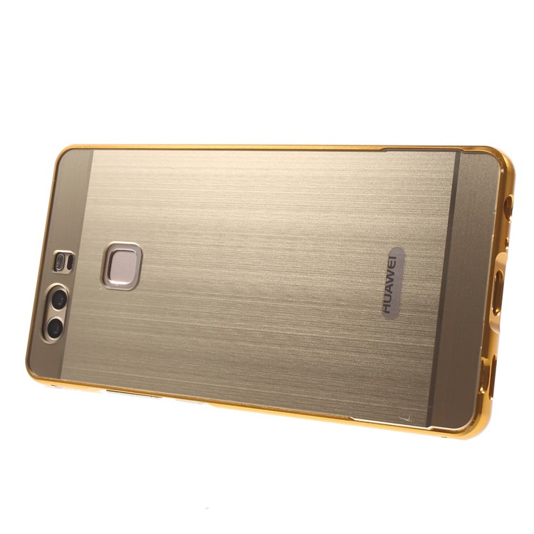 For Huawei P9 Slide-on Metal Bumper Acrylic Back Case Cover - Gold-3