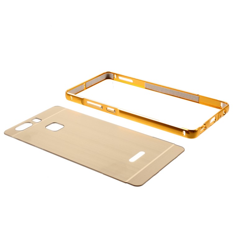 For Huawei P9 Slide-on Metal Bumper Acrylic Back Case Cover - Gold-4