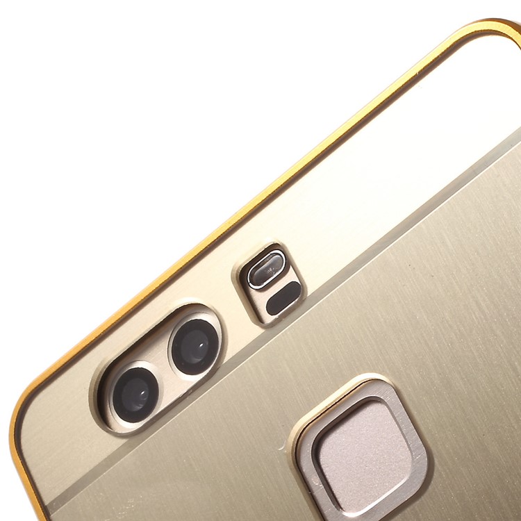 For Huawei P9 Slide-on Metal Bumper Acrylic Back Case Cover - Gold-5