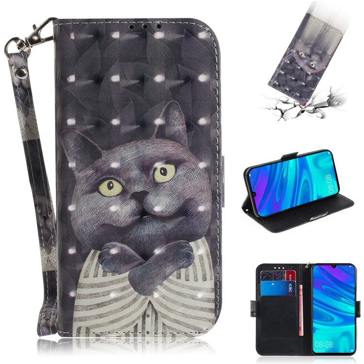 Pattern Printing Light Spot Decor Leather Wallet Case for Huawei P Smart (2019) - Cartoon Pattern-1