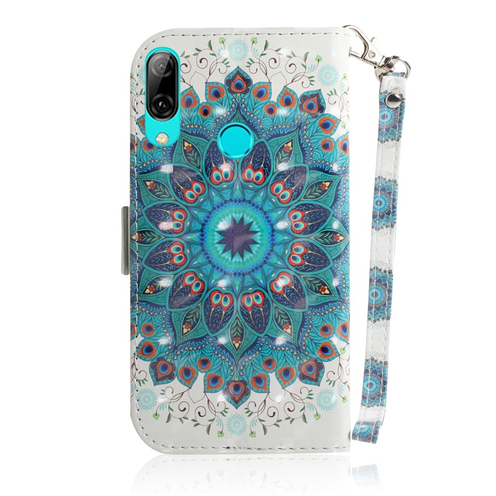 Pattern Printing Light Spot Decor Leather Wallet Case for Huawei P Smart (2019) - Blue Flower-3
