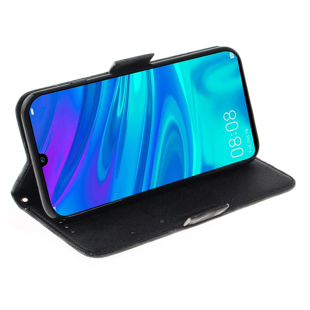 Pattern Printing Light Spot Decor Leather Wallet Case for Huawei P Smart (2019) - Blue Flower-6