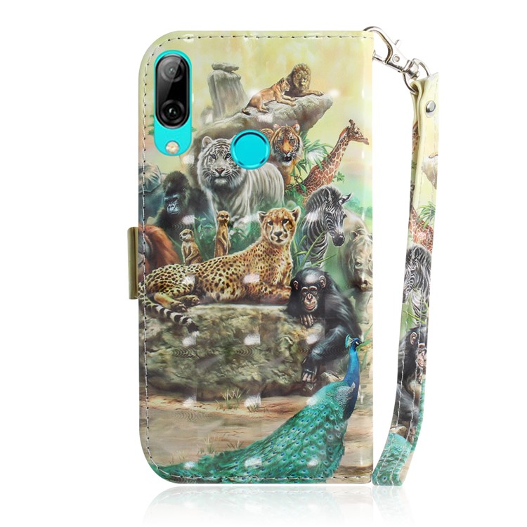 Pattern Printing Light Spot Decor Leather Wallet Case for Huawei P Smart (2019) - Animal World-3