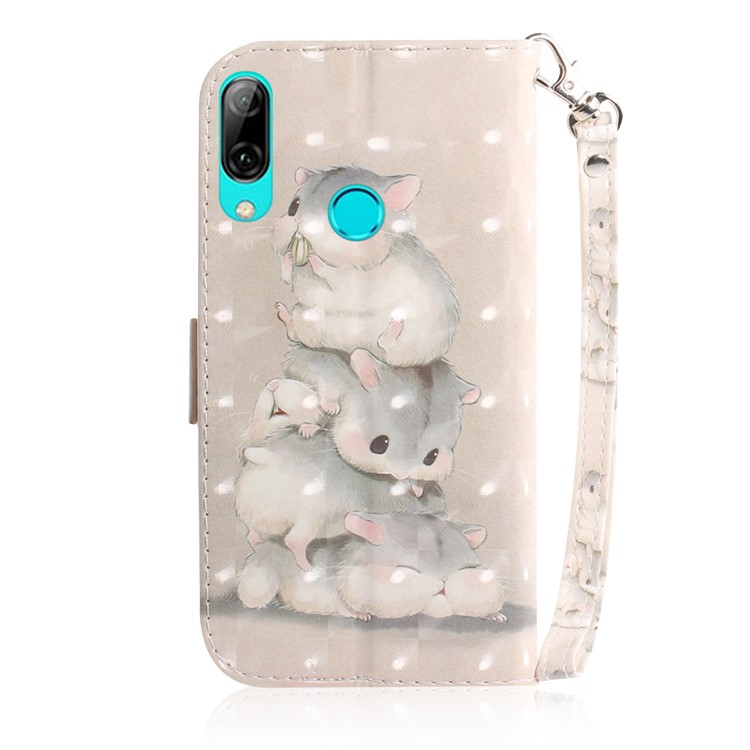 Pattern Printing Light Spot Decor Leather Wallet Case for Huawei P Smart (2019) - Mouse Pattern-3