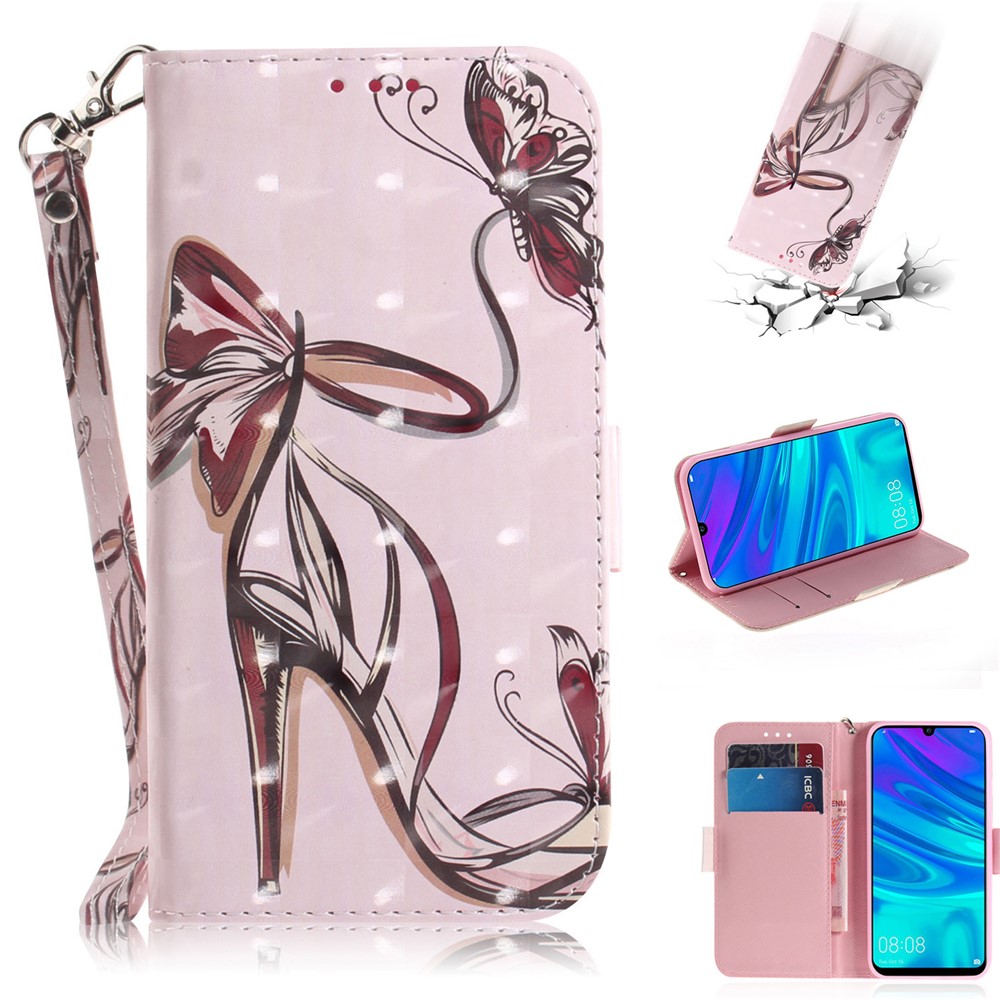 Pattern Printing Light Spot Decor Leather Wallet Case for Huawei P Smart (2019) - High-heeled Shoes-1