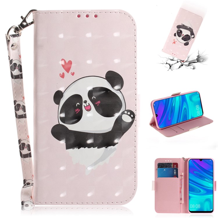 Pattern Printing Light Spot Decor Leather Wallet Case for Huawei P Smart (2019) - Panda and Hearts-1
