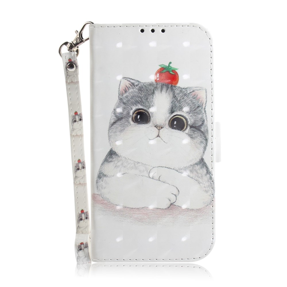 Pattern Printing Light Spot Decor Leather Wallet Case for Huawei P Smart (2019) - Cat Holding a Tomato-2