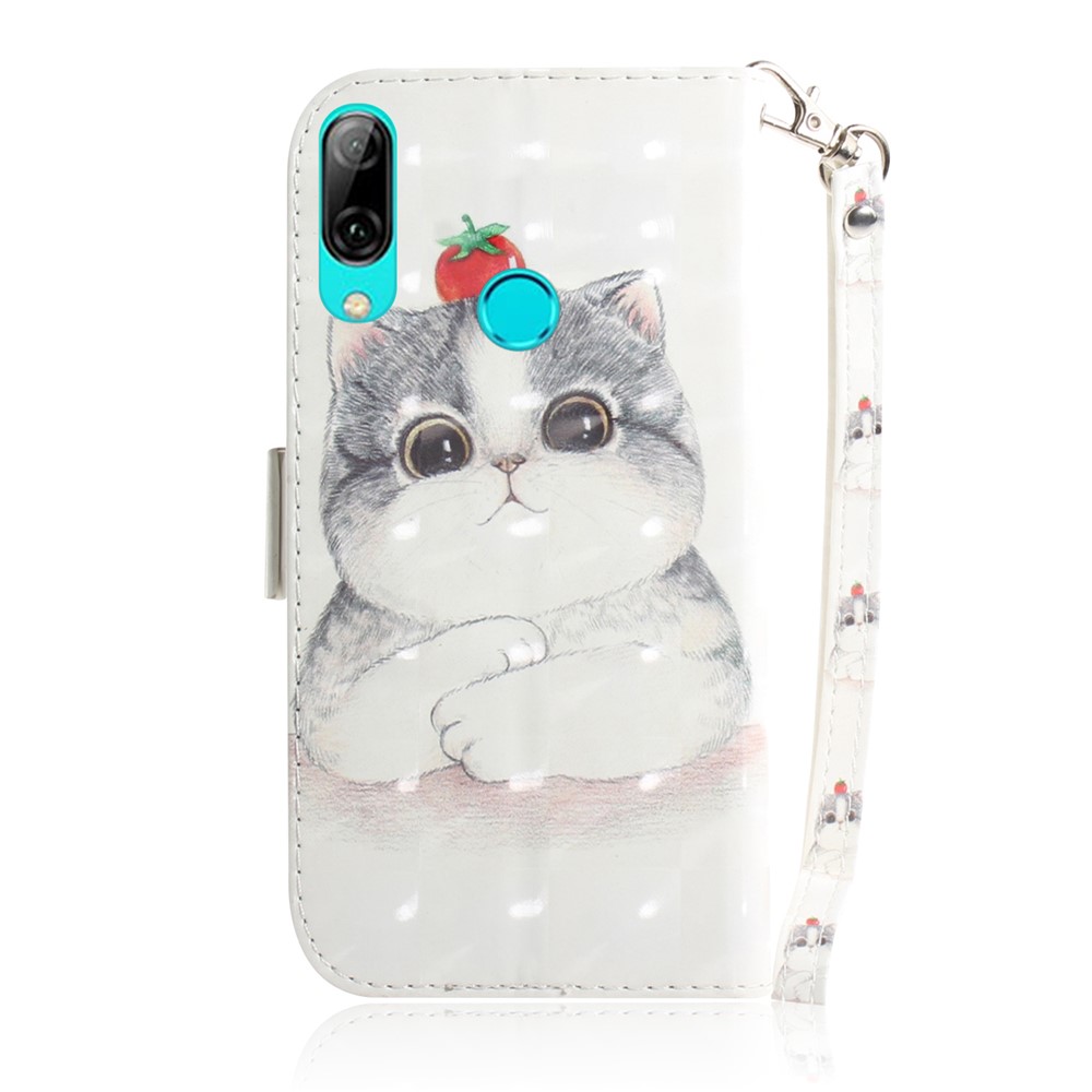 Pattern Printing Light Spot Decor Leather Wallet Case for Huawei P Smart (2019) - Cat Holding a Tomato-3