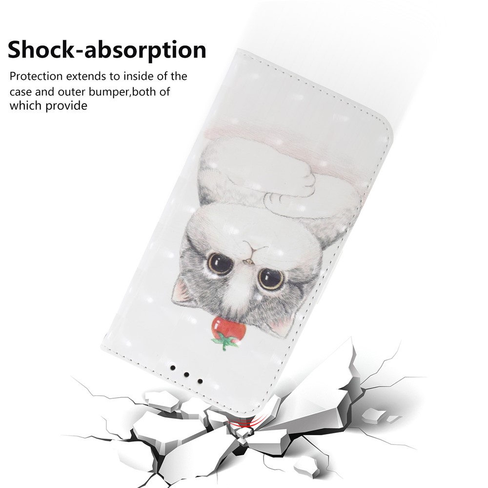 Pattern Printing Light Spot Decor Leather Wallet Case for Huawei P Smart (2019) - Cat Holding a Tomato-5