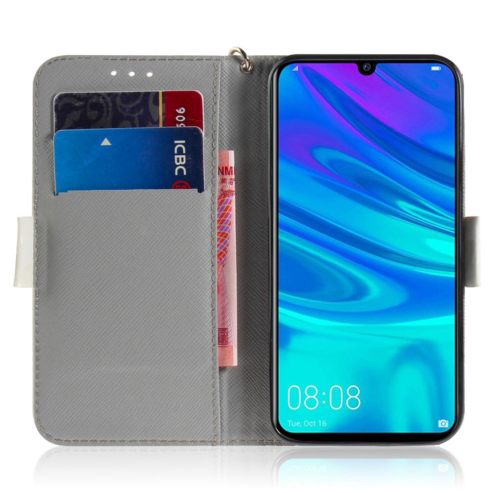 Pattern Printing Light Spot Decor Leather Wallet Case for Huawei P Smart (2019) - Beautiful Flowers-7