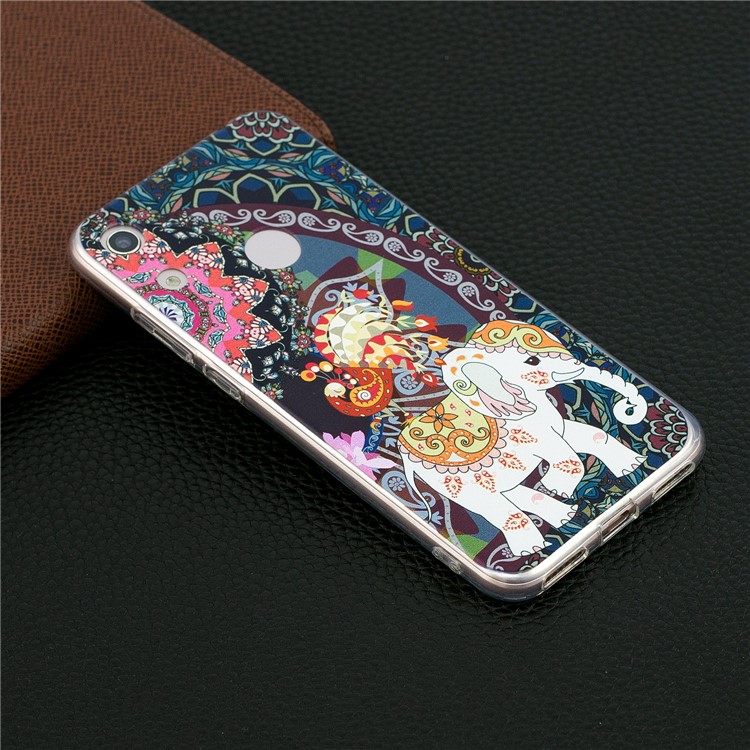 Pattern Printing TPU Back Case for Huawei Honor 8A - Flower and Elephant-6