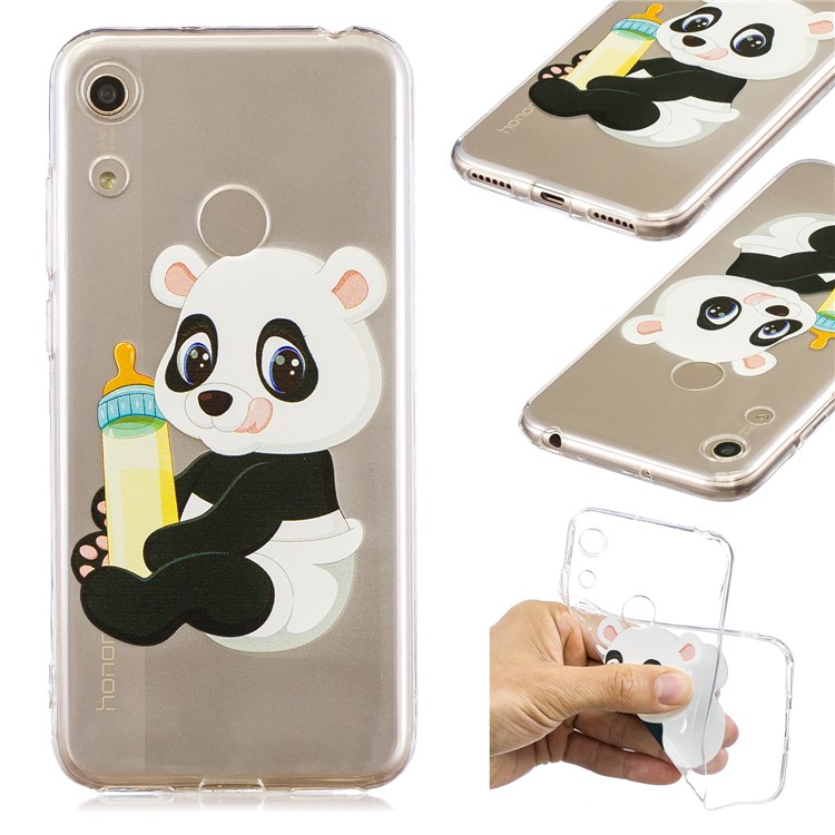 Pattern Printing TPU Back Case for Huawei Honor 8A - Panda Holding a Bottle-1
